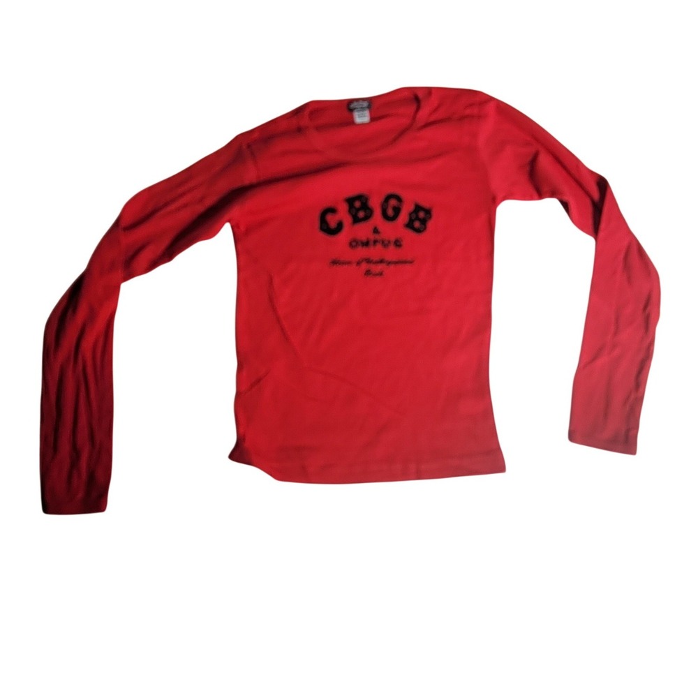 CBGB OMFUG Long Sleeve Graphic Tee Red Small Punk Rock Music Shirt USA Made